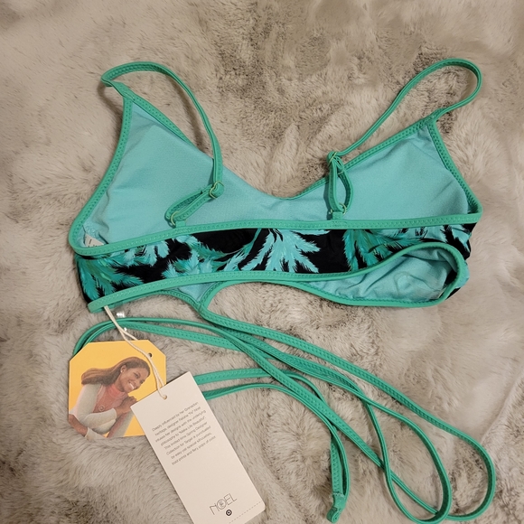 🎯nwt fe noel black & green palm print Bikini top - Picture 5 of 8